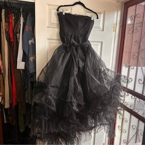 Pilcro Strapless Tulle Lace Midi Dress | Anthropologie